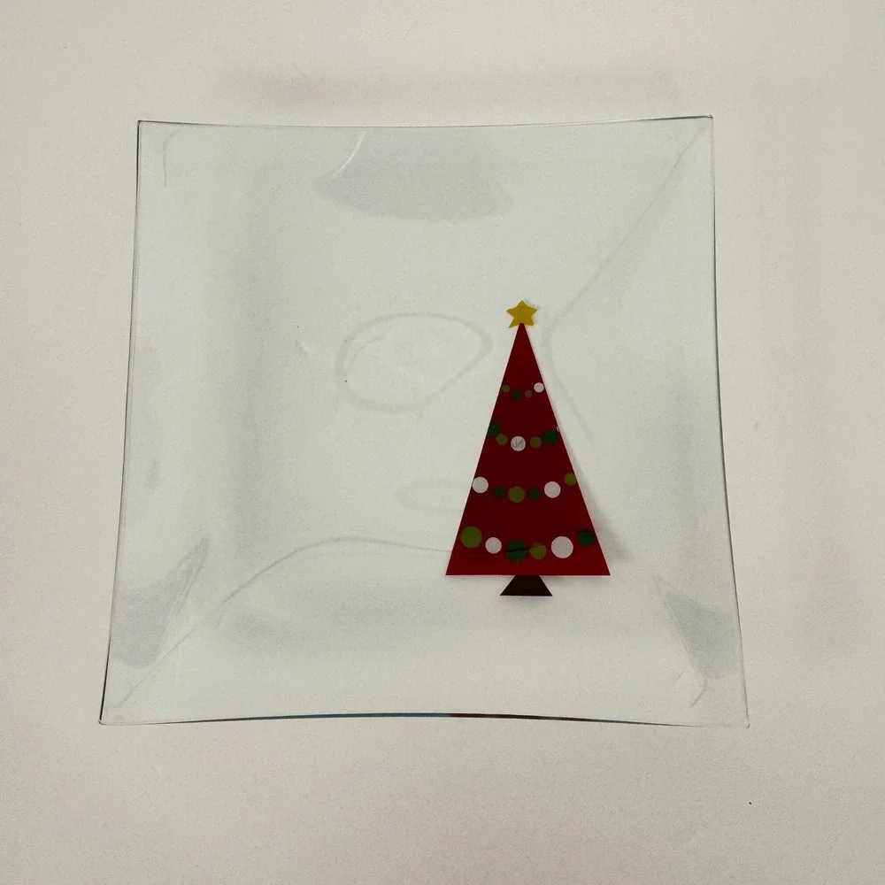 The Pampered Chef Holiday Appetizer Plate Set Of 4 Clear Christmas Tree Glass